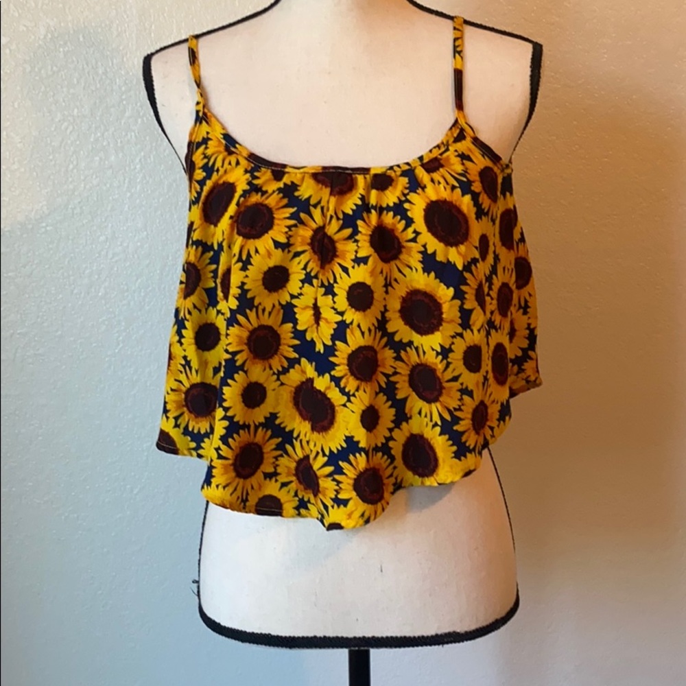 Sunflower print tank top